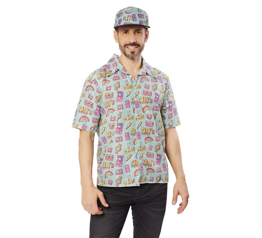 Camisa de los Años 90 azul para hombre