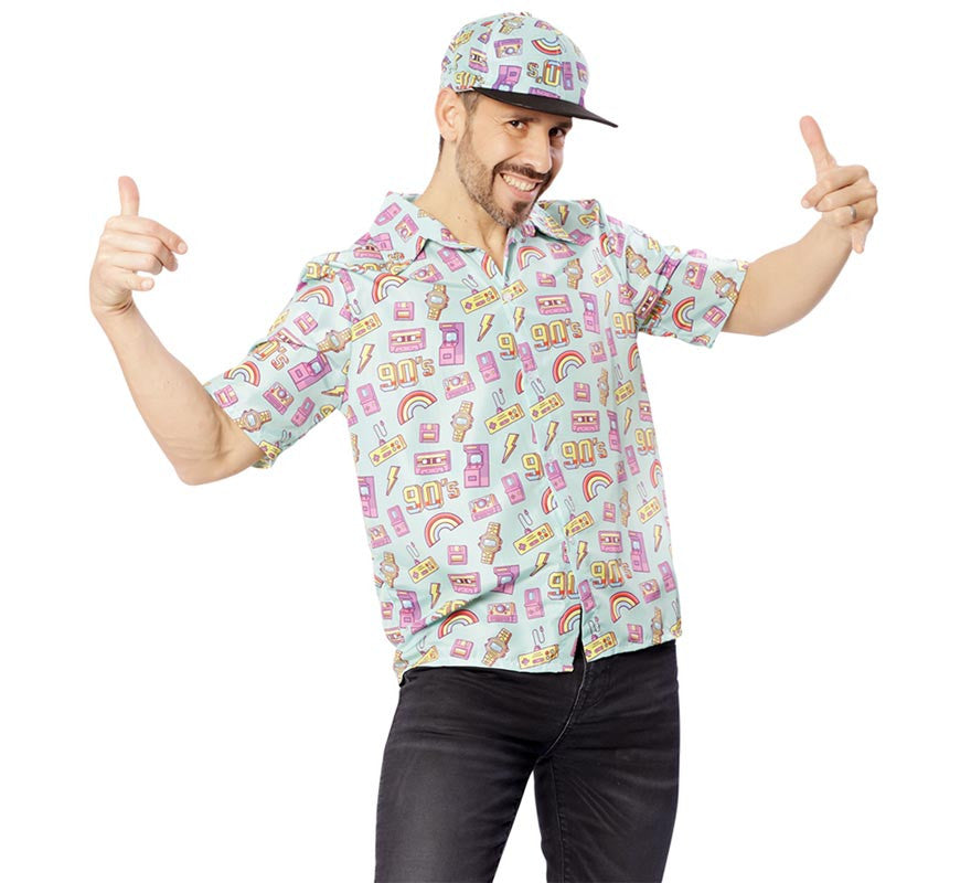 Camisa de los Años 90 azul para hombre
