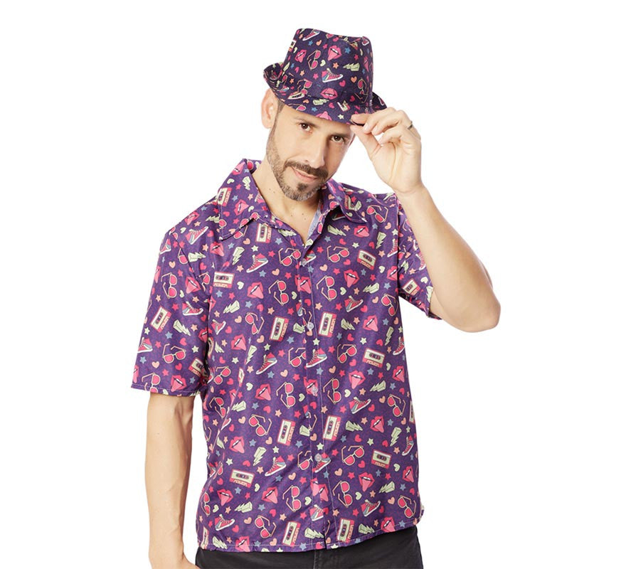 Translation missing: en.Camisa de los Años 90 lila para hombre