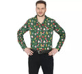 Camisa de Navideña verde estampado para hombre