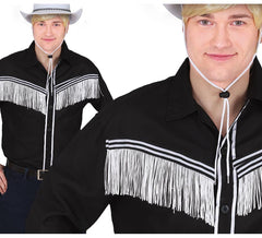 Adult black cowboy shirt with fringes