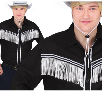 Camisa de Vaquero negro con flecos adulto