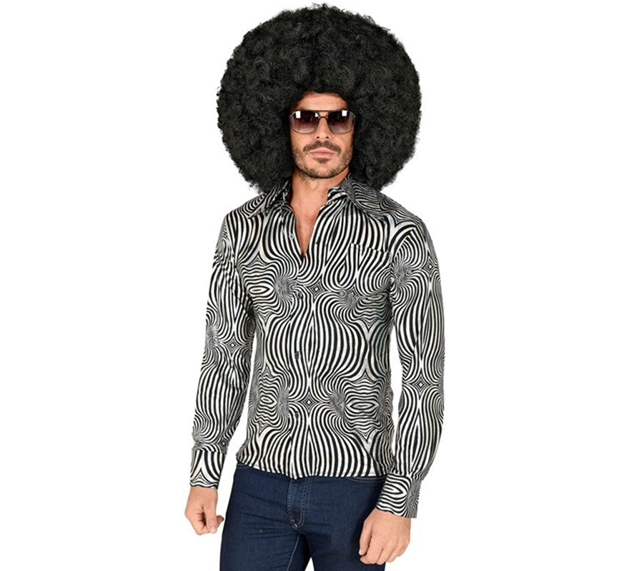 Camisa Disco Años 70 cebra para hombre