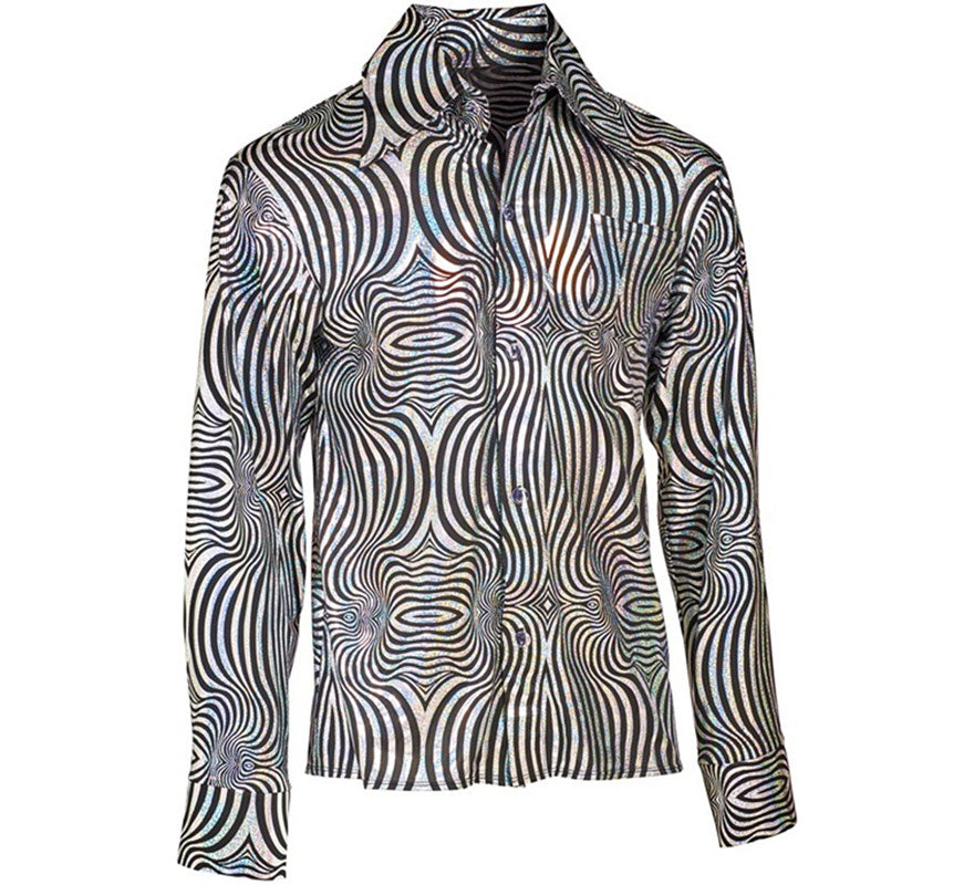 Camisa Disco Años 70 cebra para hombre