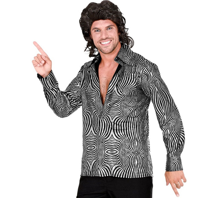 Camisa Disco Años 70 cebra para hombre
