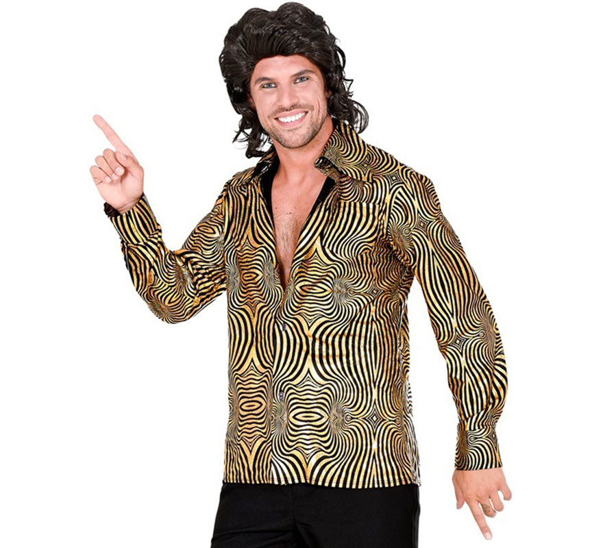 Camisa Disco Años 70 dorada para hombre