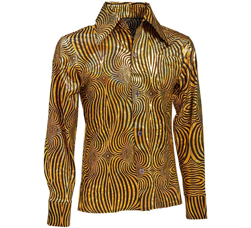 Translation missing: en.Camisa Disco Años 70 dorada para hombre
