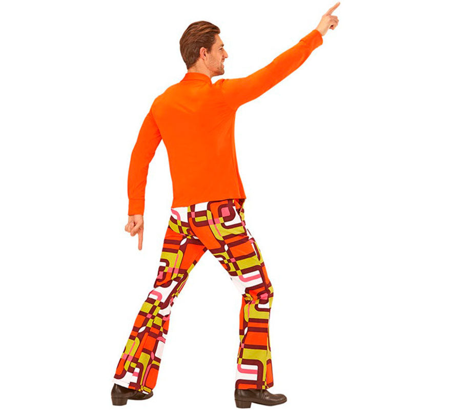 Camisa Disco Años 70 naranja para hombre