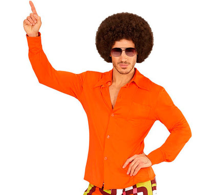 Camisa Disco Años 70 naranja para hombre