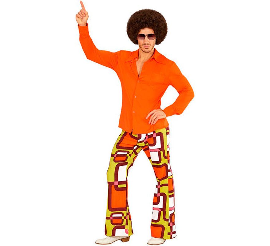 Camisa Disco Años 70 naranja para hombre