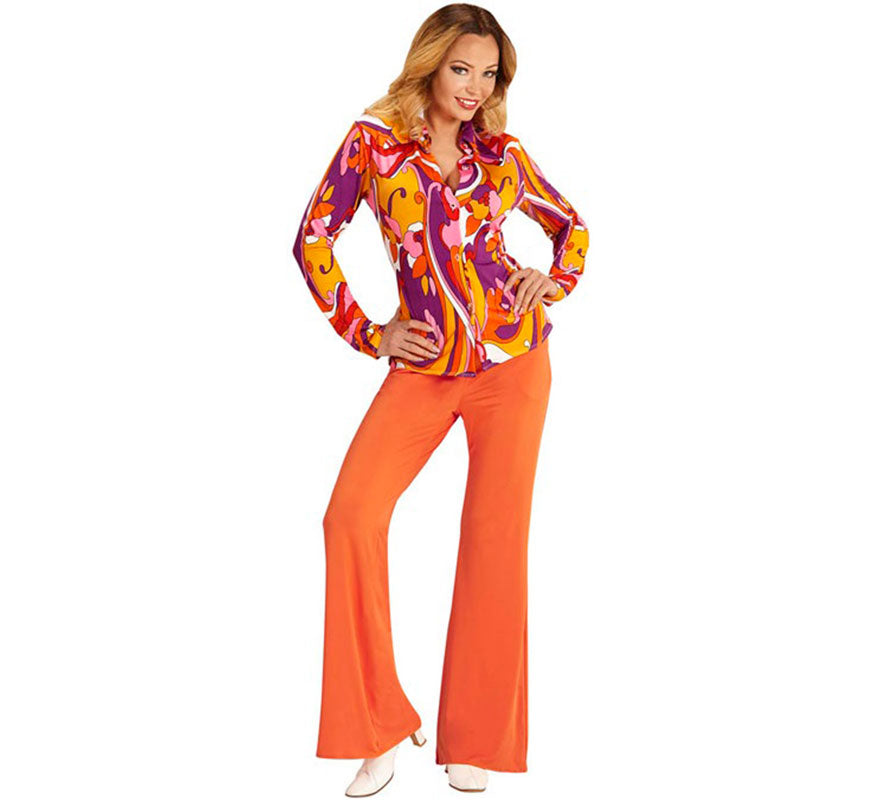 Camisa Disco Años 70 Orquídeas para mujer