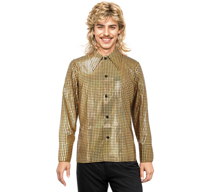 Translation missing: en.Camisa Disco Bling dorada para hombre