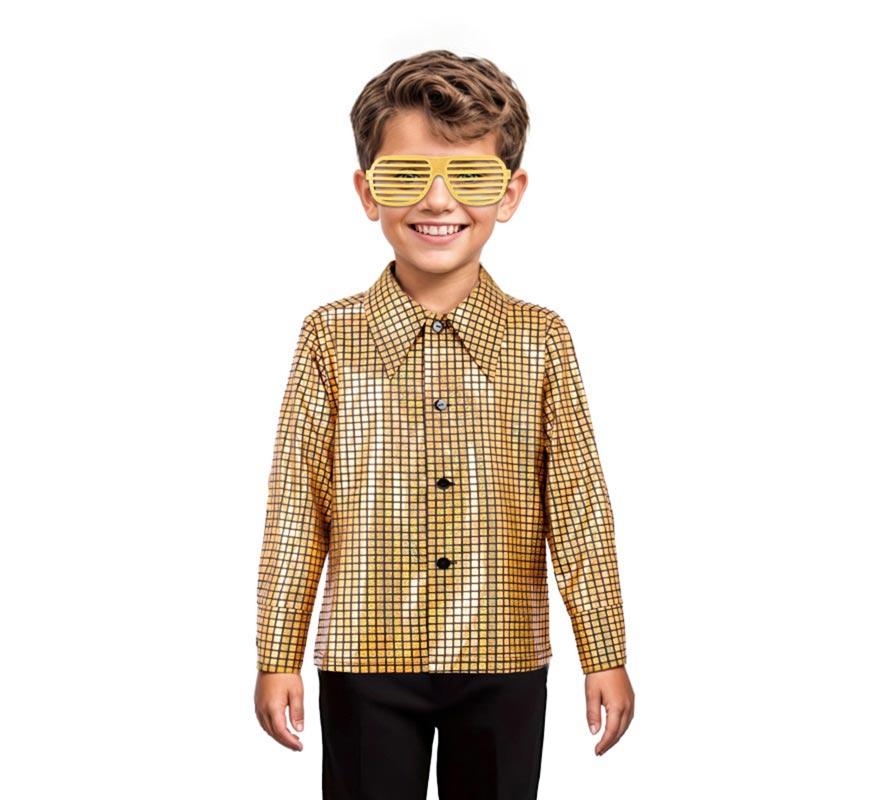Translation missing: en.Camisa Disco Bling dorada para niño