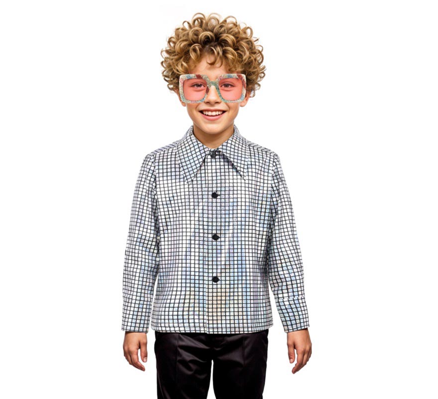 Translation missing: en.Camisa Disco Bling plateado para niño