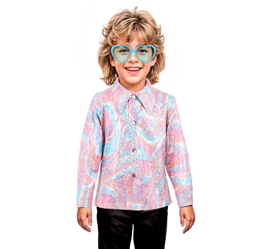 Translation missing: en.Camisa Disco Bling Psicodélico rosa para niño