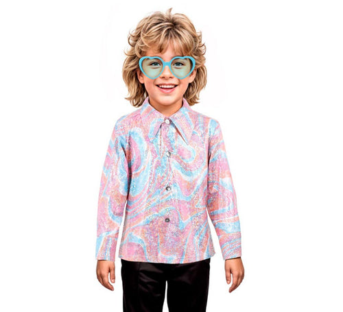 Camisa Disco Bling Psicodélico rosa para niño