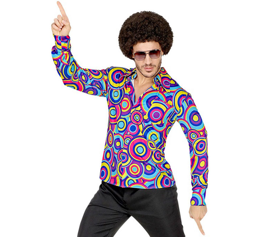 Camisa Disco Estampada de los Años 70 para hombre