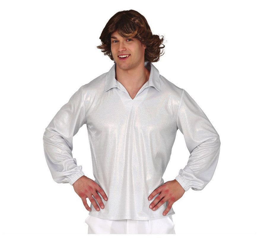Translation missing: en.Camisa Disco Plateada para Hombre