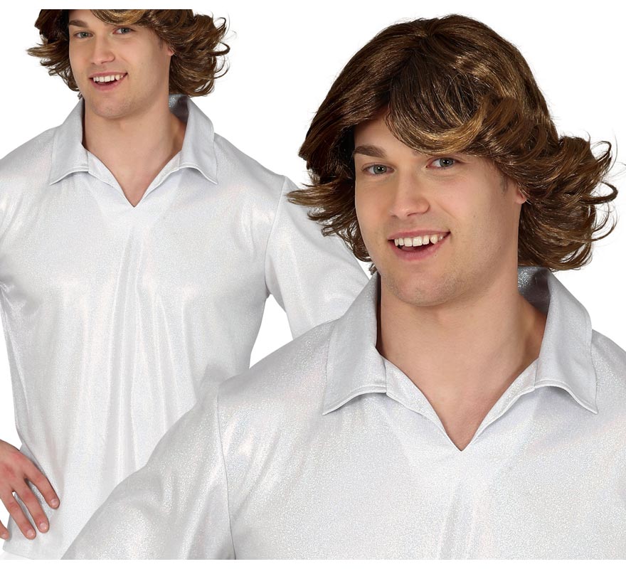 Camisa Disco Plateada para Hombre