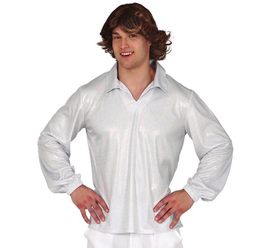 Translation missing: en.Camisa Disco Plateada para Hombre