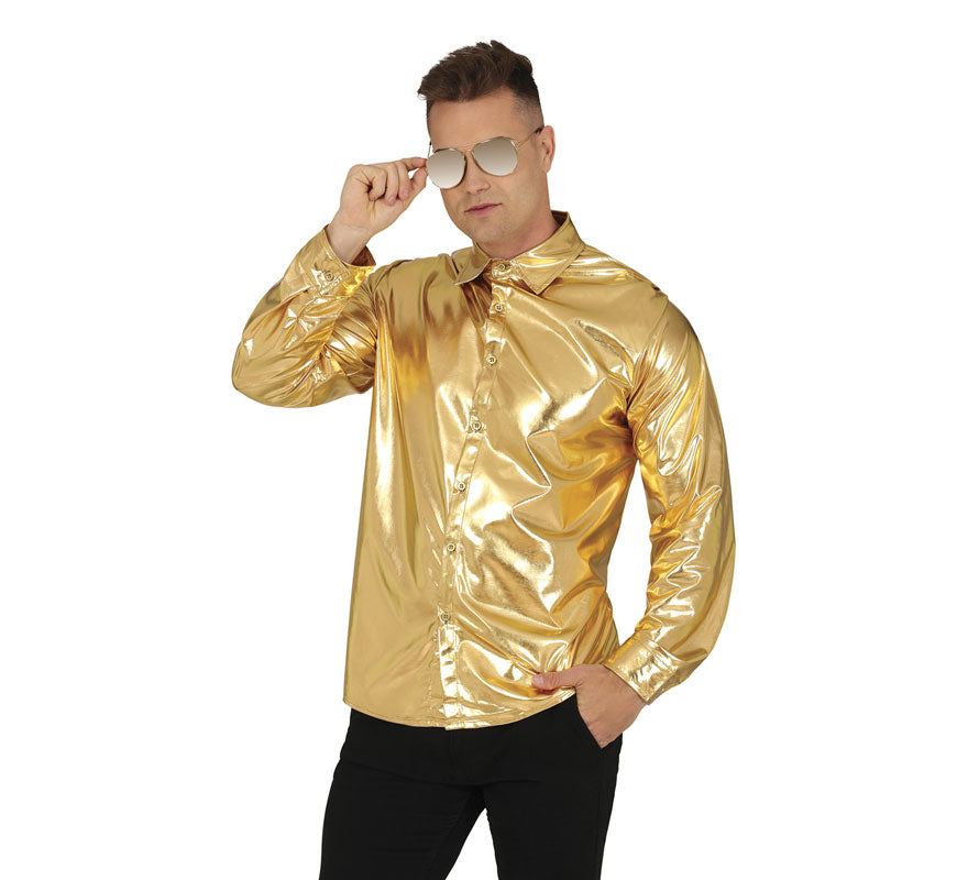 Camisa dorada brillante adulto