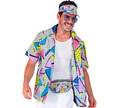 White 80s Printed Shirt for Adults