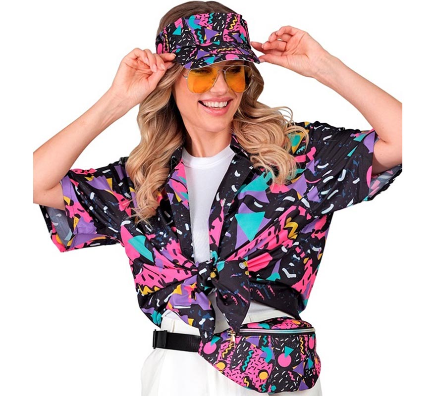 Camisa Estampada Años 80 negra para adultos
