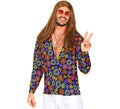 Camisa Estampada de Hippie de los Años 70 con Flores para hombre