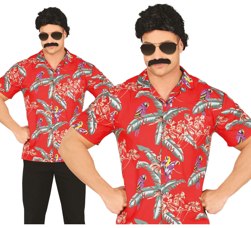 Camisa Hawaiana con Loros para Adulto