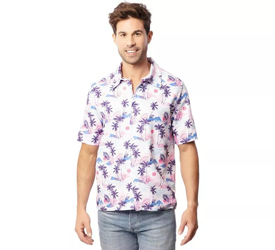 Camisa Hawaiana estampado morado adulto