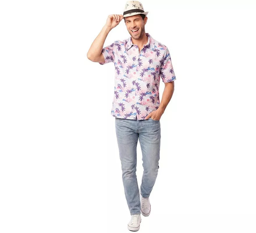 Translation missing: en.Camisa Hawaiana estampado morado adulto