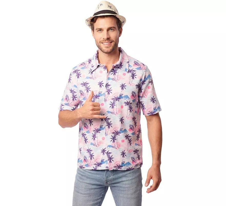 Camisa Hawaiana estampado morado adulto