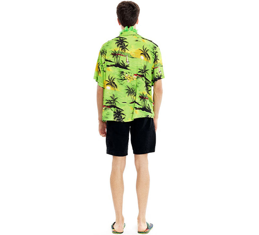 Translation missing: en.Camisa Hawaiana Palmeras verde para hombre
