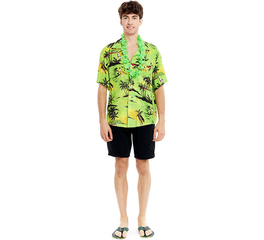 Translation missing: en.Camisa Hawaiana Palmeras verde para hombre