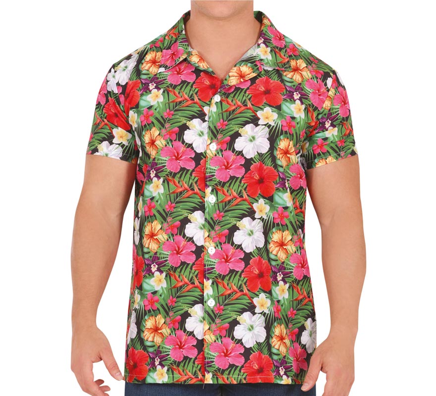 Translation missing: en.Camisa Hawaii con estampado de Flores adulto