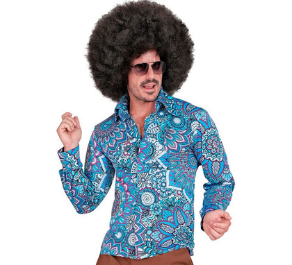 Camisa Hippie de los Años 60 azul para hombre