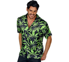 Men's Marijuana Print Short-Sleeved Shirt