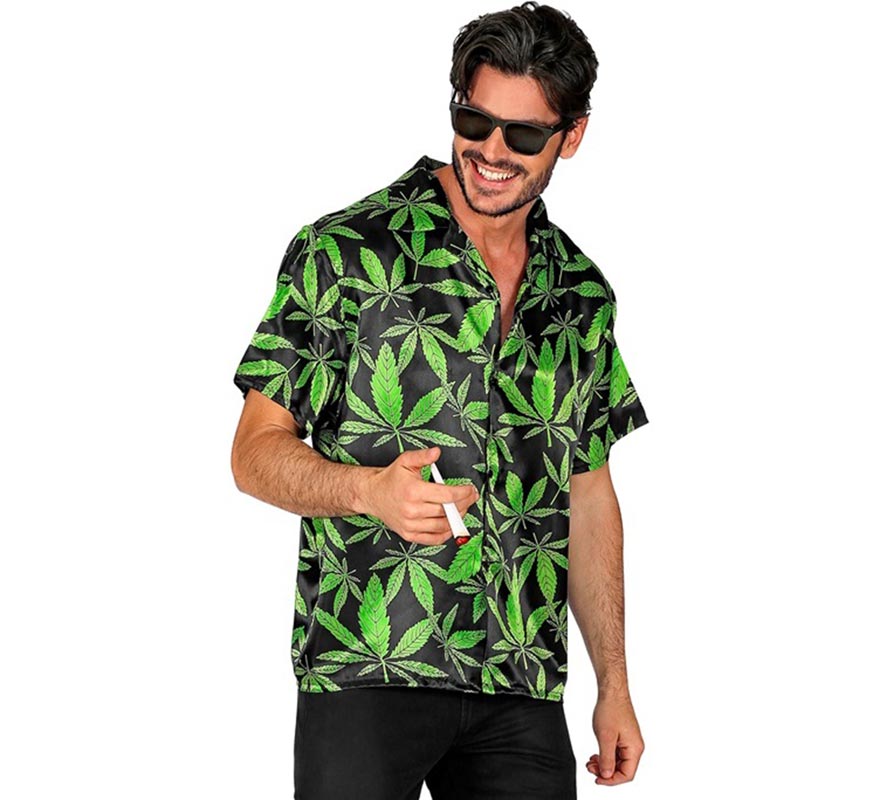 Camisa manga corta Estampado Marihuana para hombre