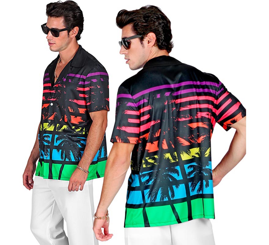 Camisa manga corta Hawaiana Años 80 para hombre