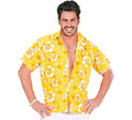 Camisa manga corta Hawaiana con Flores amarilla para hombre