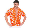 Camisa manga corta Hawaiana con Flores naranja para hombre