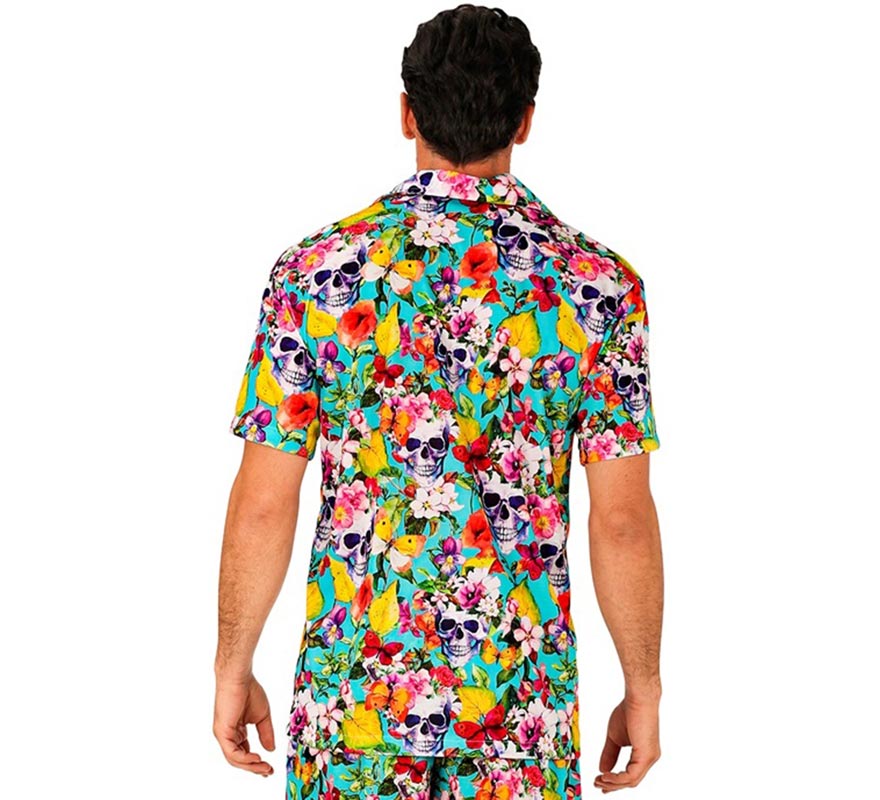 Camisa manga corta Hawaiana Estampado Calaveras para hombre