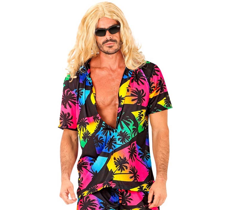 Camisa manga corta Hawaiana Estampado Palmeras para hombre