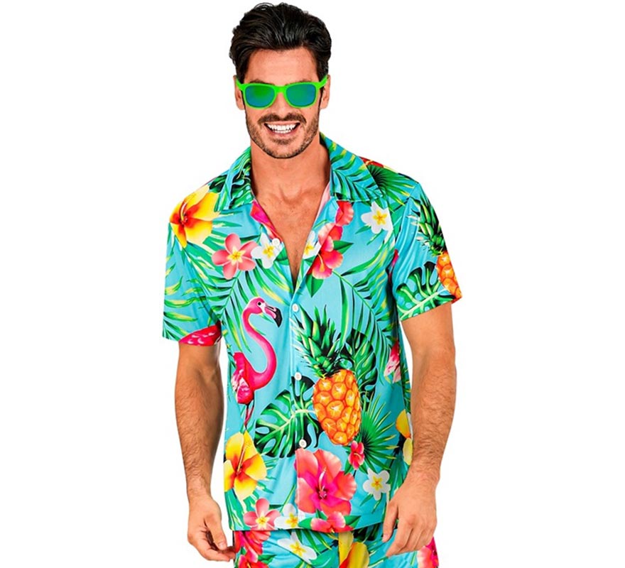 Camisa manga corta Hawaiana Estampado Tropical para hombre