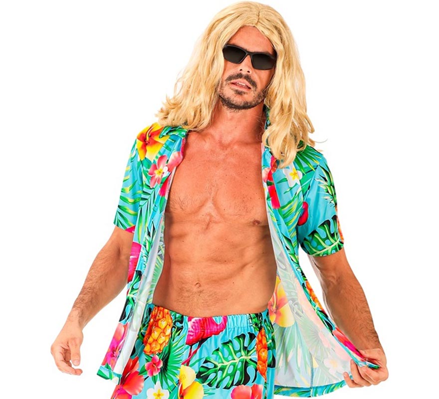 Camisa manga corta Hawaiana Estampado Tropical para hombre