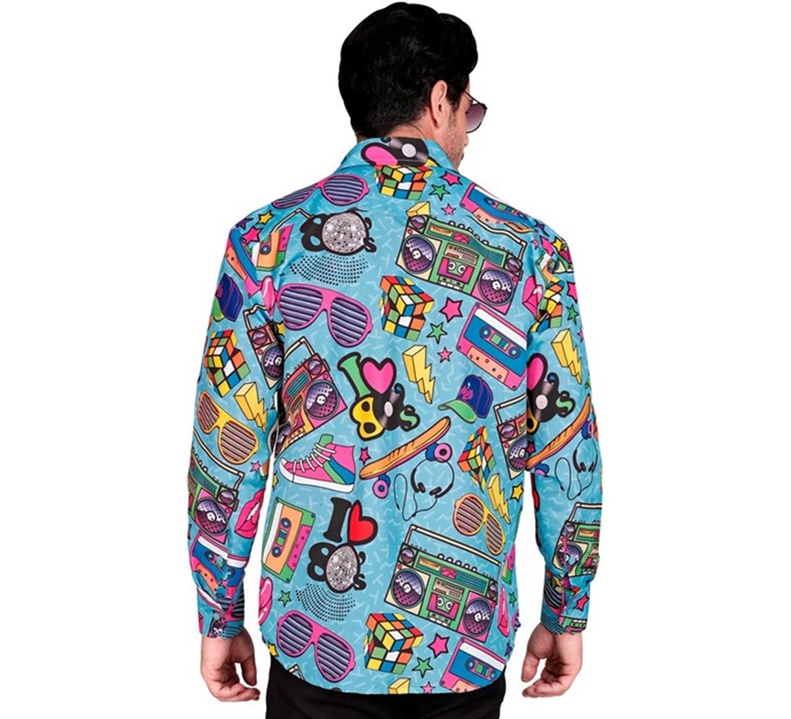 Camisa manga larga Años 80 Estampado Retro para hombre