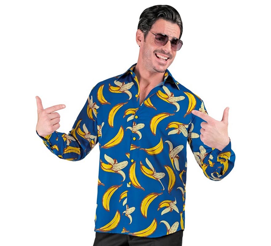 Camisa manga larga con Estampado Plátanos para hombre