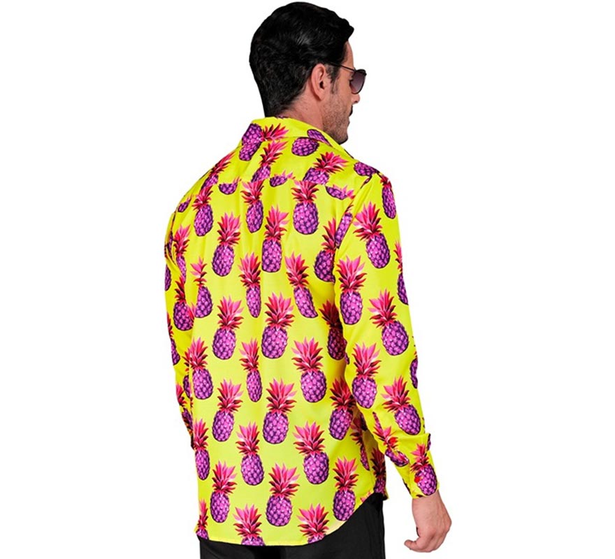 Camisa manga larga Estampada Piñas neón para hombre