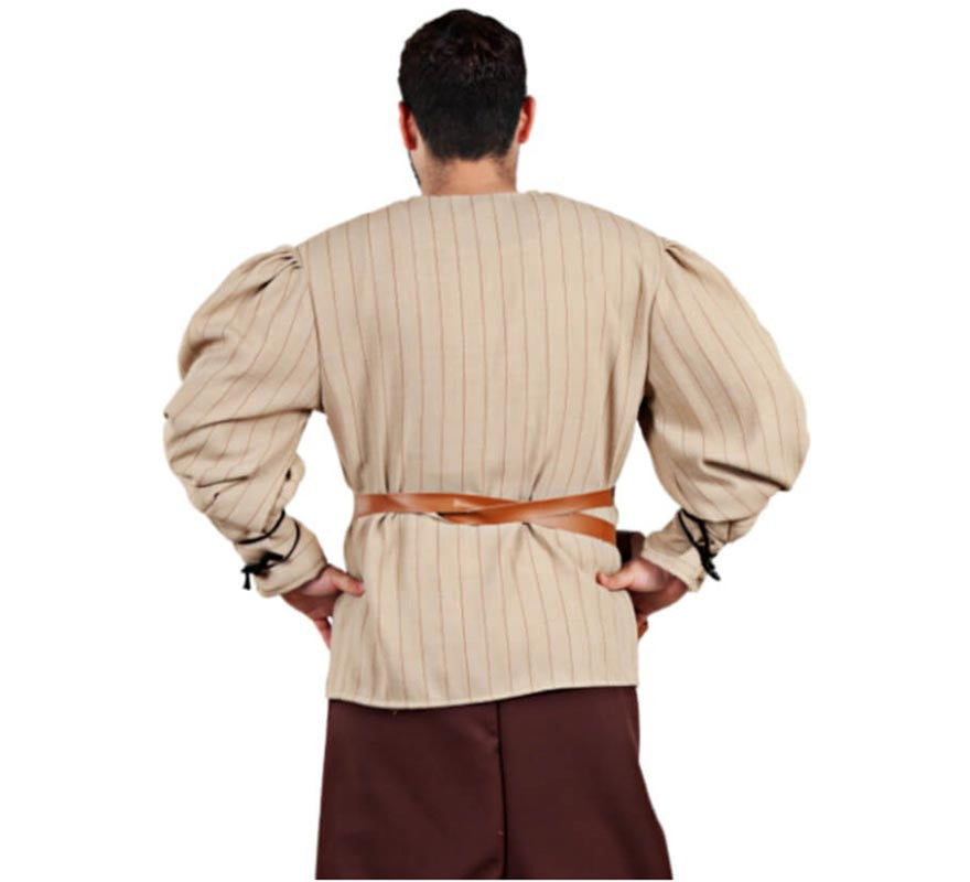 Translation missing: en.Camisa Medieval beige a Rayas para hombre