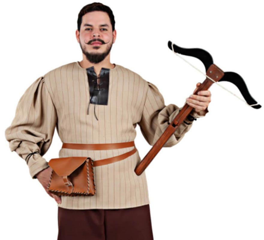 Translation missing: en.Camisa Medieval beige a Rayas para hombre